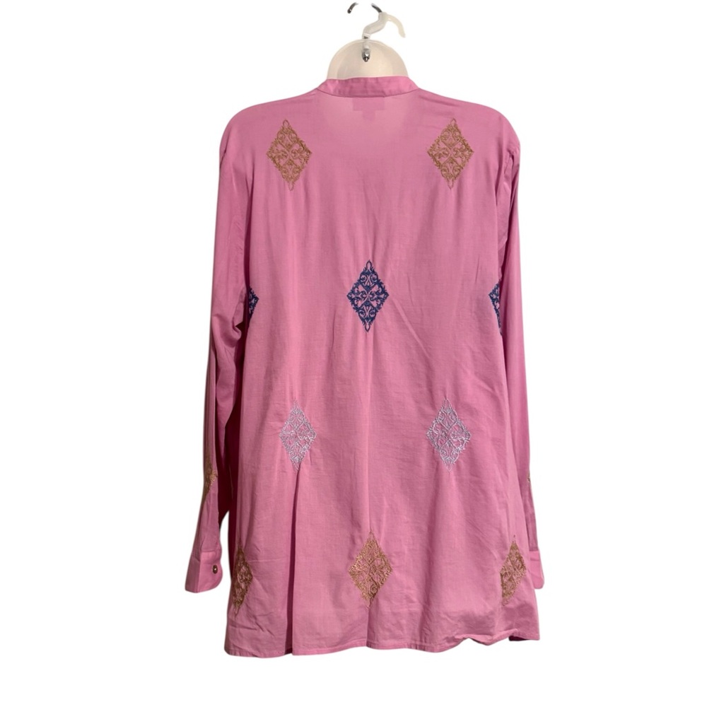 ❤️J. Jill Button-Up w/Embroidery Cotton Shirt LARGE #CL - Picture 8 of 11